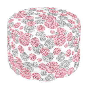  Circles with grey and red leopard skin print  Pouf