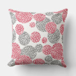  Circles with grey and red leopard skin print  Throw Pillow