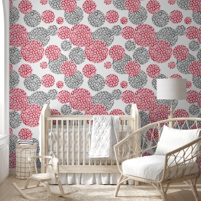  Circles with grey and red leopard skin print  Wallpaper (Kids)