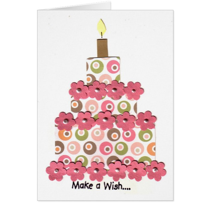 Circles with Pink Flowers Cake Greeting Cards