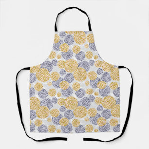 Circles with yellow and blue leopard skin print apron