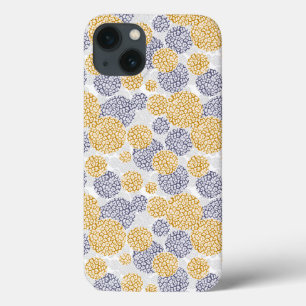 Circles with yellow and blue leopard skin print iPhone 13 case
