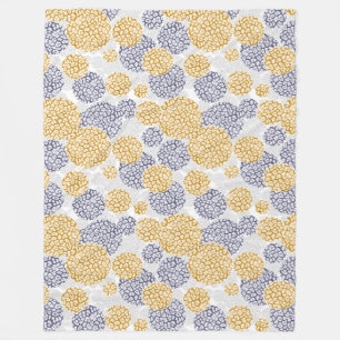 Circles with yellow and blue leopard skin print  fleece blanket