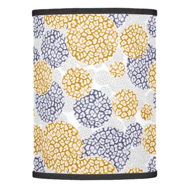 Circles with yellow and blue leopard skin print  lamp shade (Front)