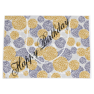 Circles with yellow and blue leopard skin print large gift bag