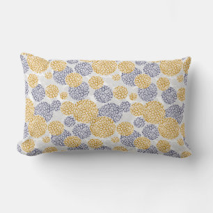 Circles with yellow and blue leopard skin print  lumbar pillow