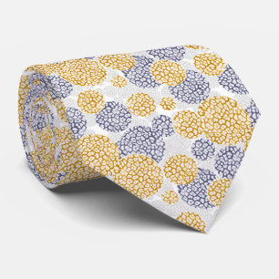 Circles with yellow and blue leopard skin print  neck tie