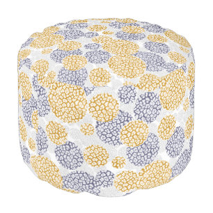 Circles with yellow and blue leopard skin print  pouf
