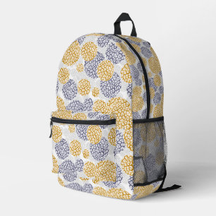 Circles with yellow and blue leopard skin print  printed backpack