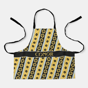 Circles Yellow Black Minimal Pattern Apron
