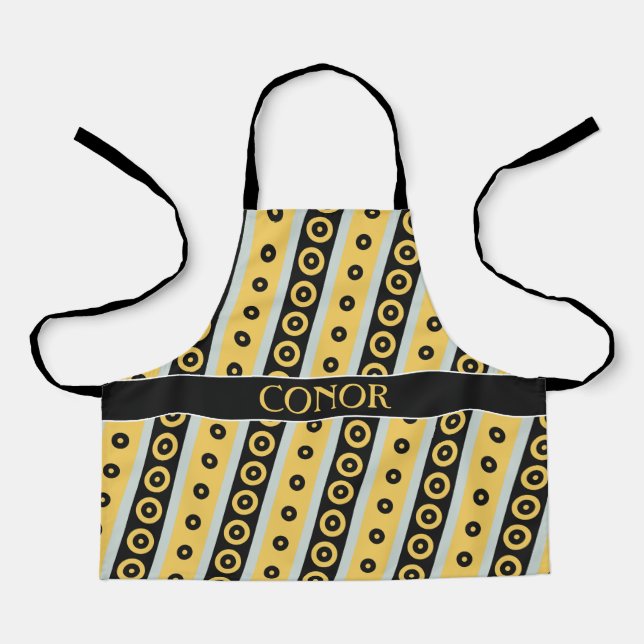Circles Yellow Black Minimal Pattern Apron (Front)