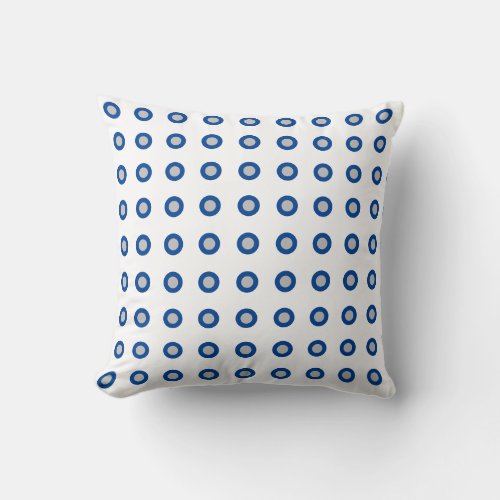 Circles Yellow Blue Polka Dots Pattern White 2021 Throw Pillow