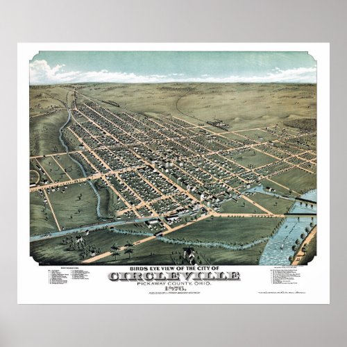 Circleville OH Panoramic Map _ 1876 Poster