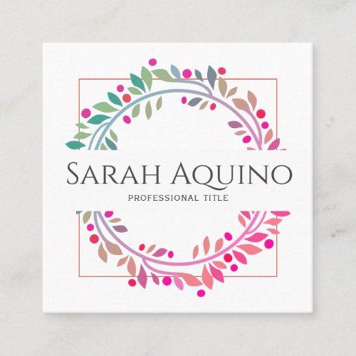 Circling Leaves Vine Square Business Card