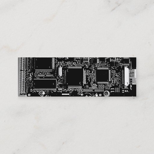 Customizable Circuit B &amp; W 2 business card grey skinny