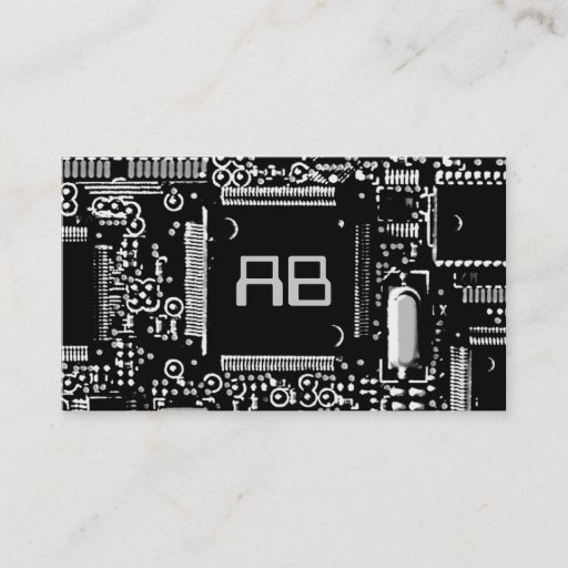 Customizable Circuit B & W 2 'monogram business card template