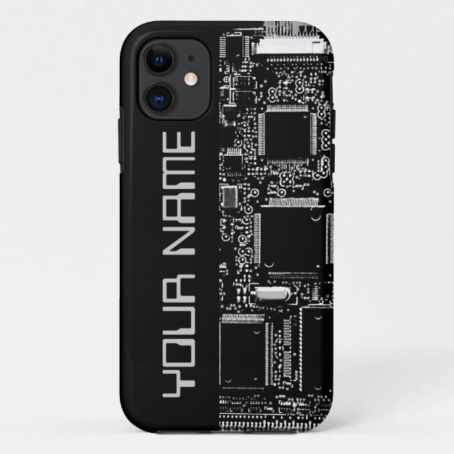 Circuit B & W 2 "Name" iPhone case side black (Back)