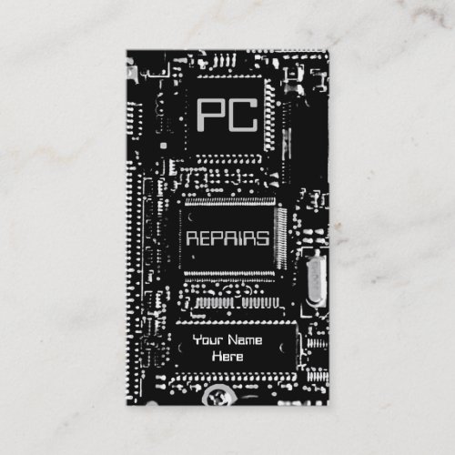 Circuit B  W PC repairs business card white