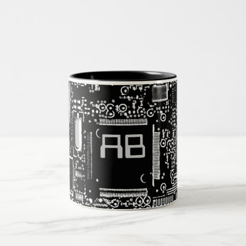 Circuit Black and White 2 monogram mug