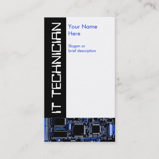 Customizable Circuit Blue 2 'IT Technician' business card