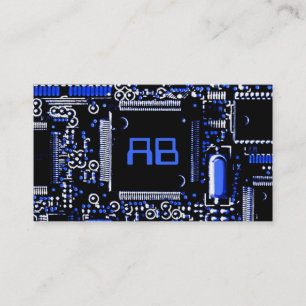 Circuit Blue 2 'monogram business card template