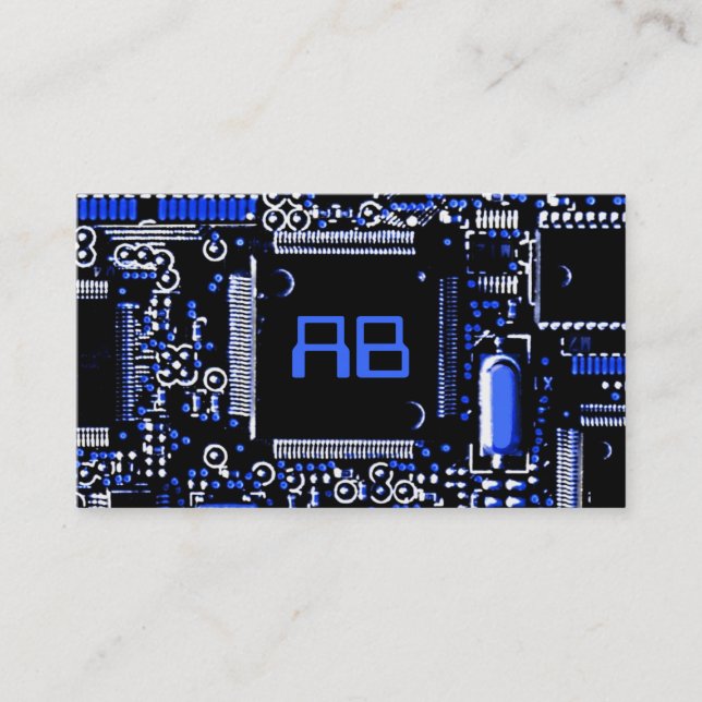 Circuit Blue 2 'monogram business card white (Front)