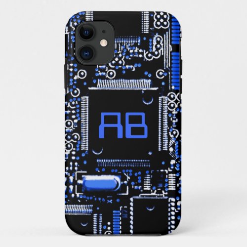 Circuit Blue 2 monogram iPhone case