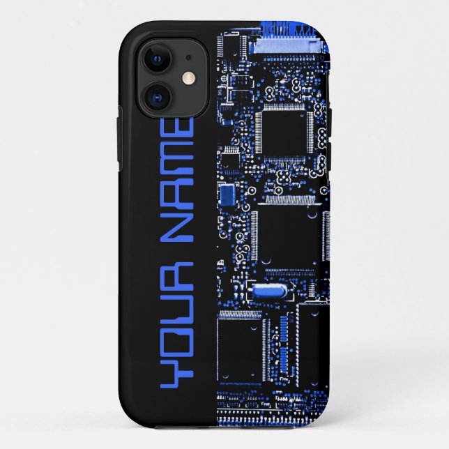 Circuit Blue 2 "Name" iPhone case side black (Back)