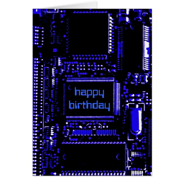 Circuit Blue 'Happy Birthday' card front text