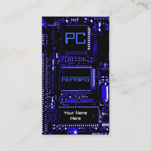 Circuit Blue PC repairs business card blue