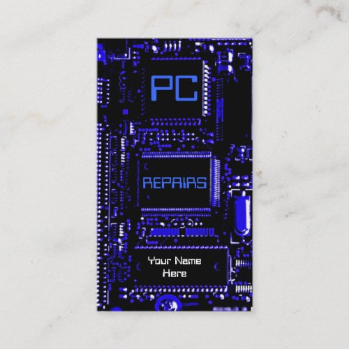 Circuit Blue PC repairs business card white