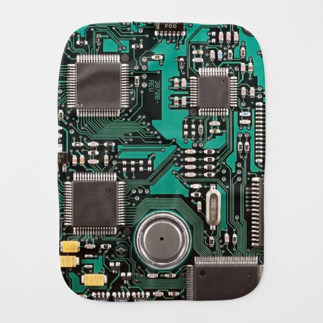 Circuit board baby burp cloth (Front)