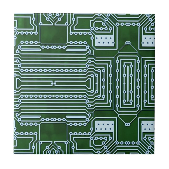 Circuit Board Background Ceramic Tile (Front)