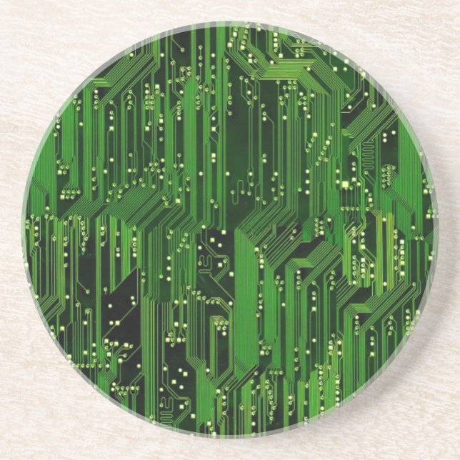 Circuit board background drink coaster (Front)