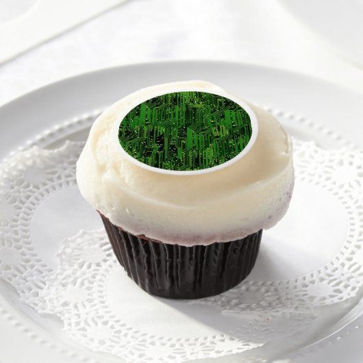 Circuit board background edible frosting rounds (Cupcake)