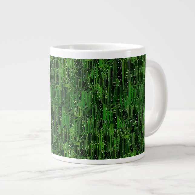 Circuit board background large coffee mug (Front Right)