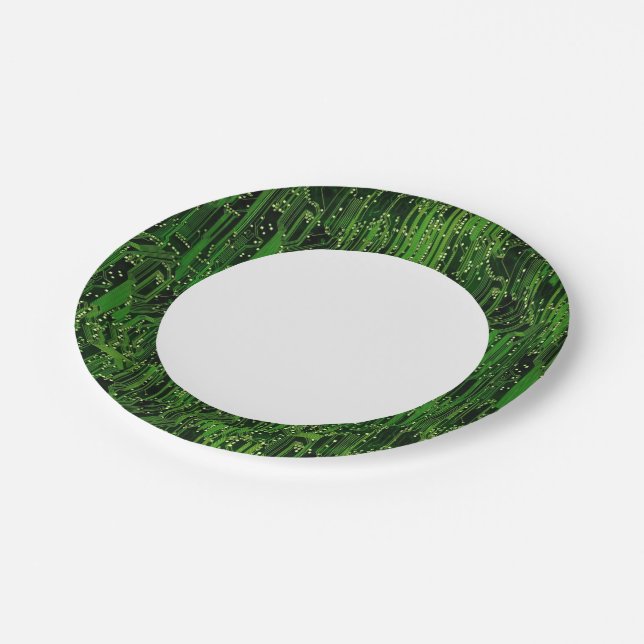 Circuit board background paper plates (Angled)