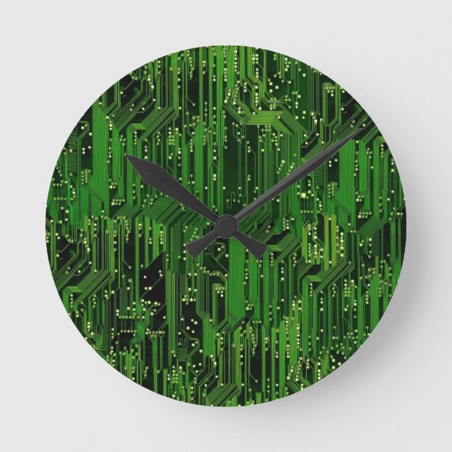 Circuit board background round clock (Front)