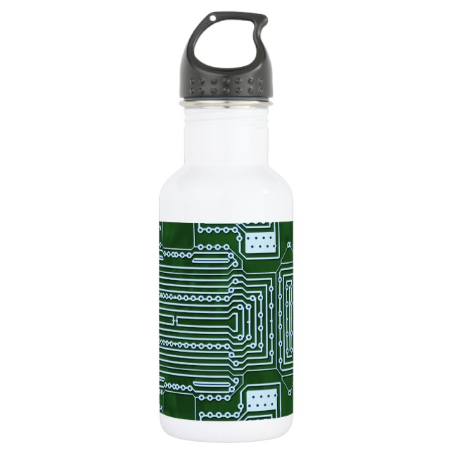 Circuit Board Background Stainless Steel Water Bottle (Front)