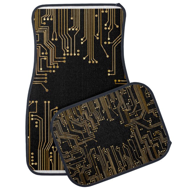 Circuit board background wallpaper car floor mat (Set)