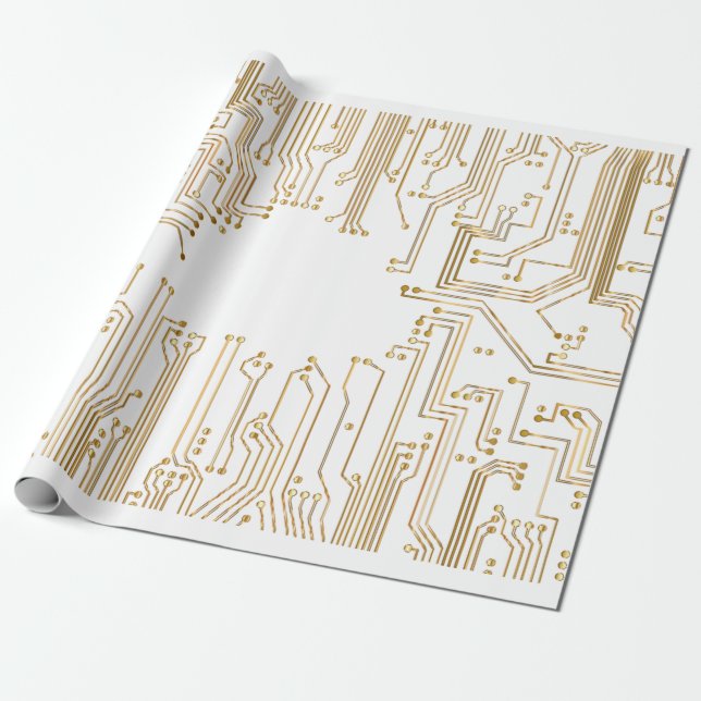 Circuit board background wallpaper wrapping paper (Unrolled)