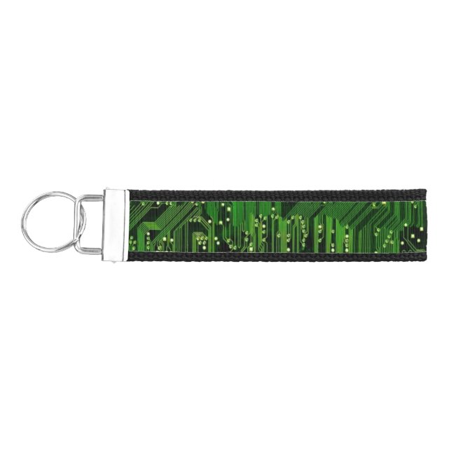 Circuit board background wrist keychain (Keys on Left)