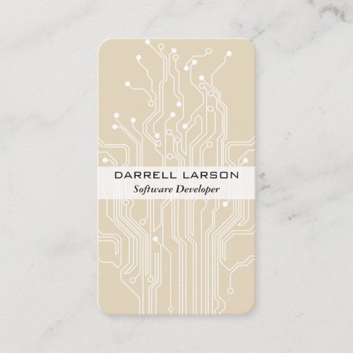 Circuit Board Beige Black Business Card