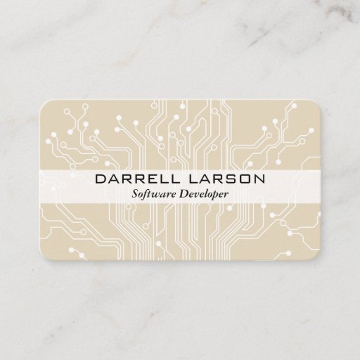 Customizable Circuit Board Beige Black Business Card