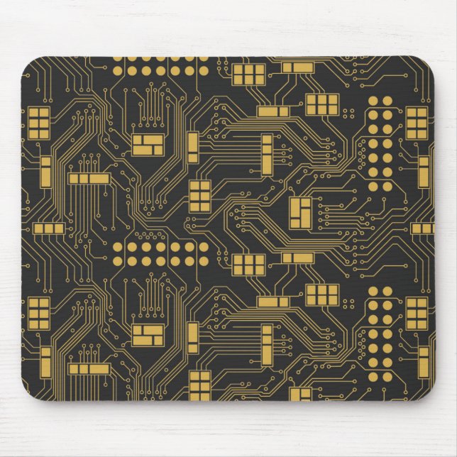 Circuit board - Black and Gold Mouse Pad (Front)