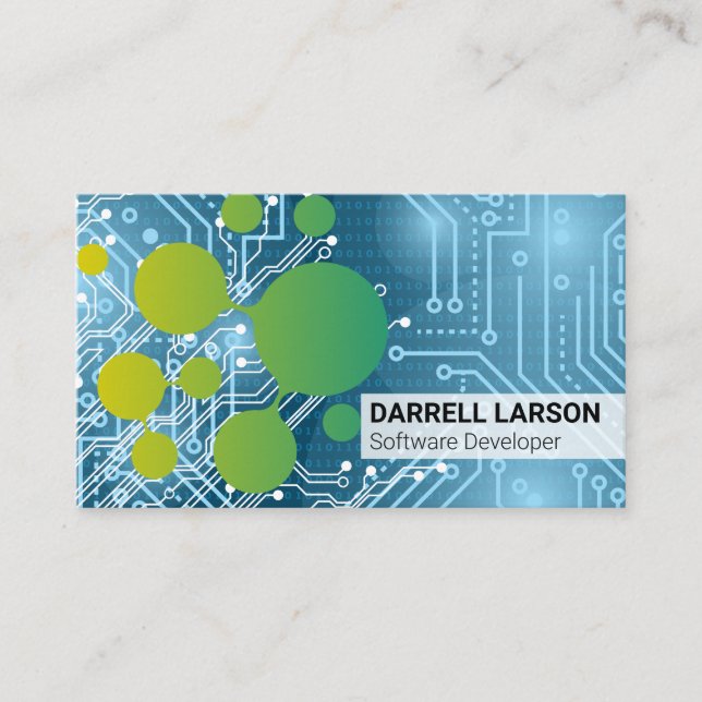 Circuit Board | Blue Lights Tech | Engineer Business Card (Front)