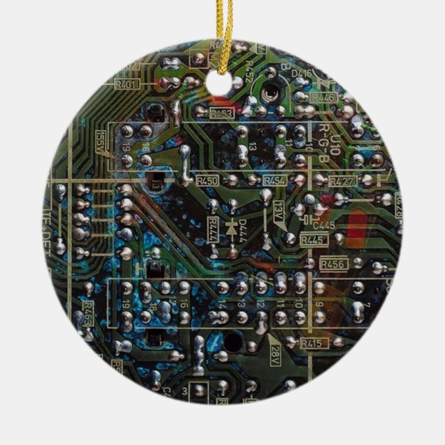 Circuit Board Ceramic Ornament (Front)