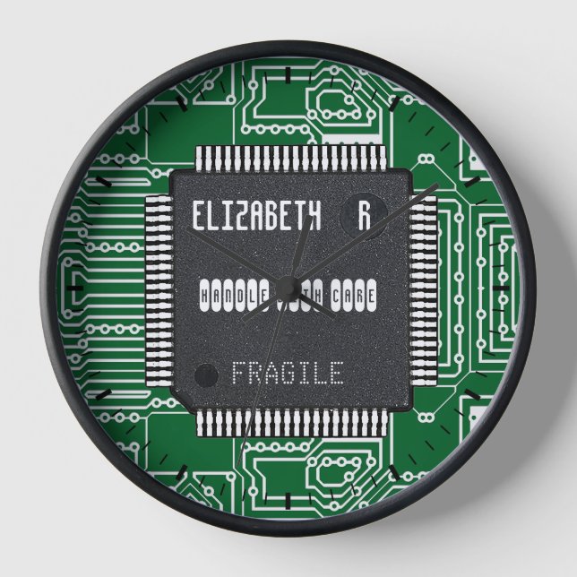 Circuit Board Chip On Printed With Your Name Clock (Front)