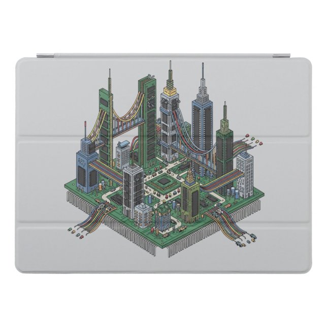 Circuit Board City Chip Futuristic City Ipad Case (Horizontal)