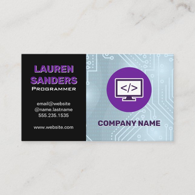 Circuit Board | Coding Symbol Icon Business Card (Front)